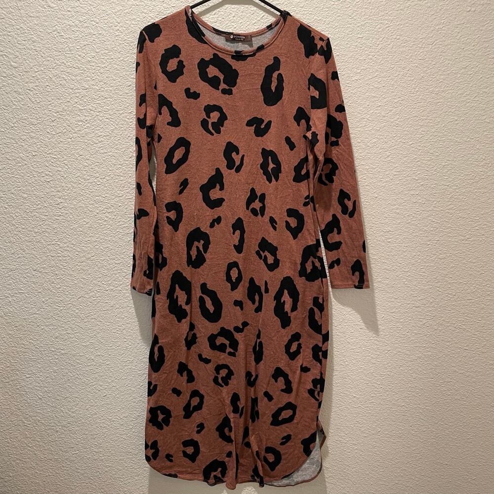 BomBom Leopard Print Knit Midi Dress, Size Small, Excellent Used Condition